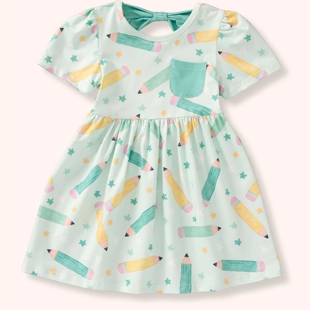 Green Puff Sleeve Sundress with Peter Pan Collar